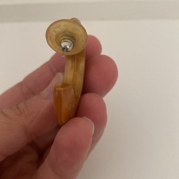 Vintage Acrylic Pierced Thick Hoop Earrings - Picture 3 of 5